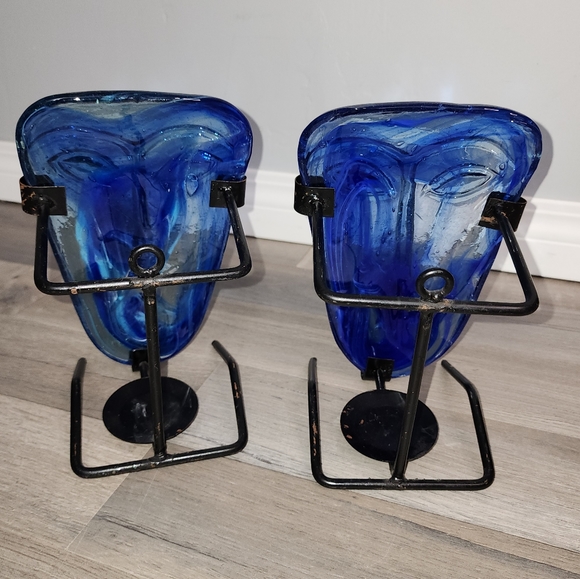 Set of Art Glass Face Votives from Mexico - Picture 5 of 11